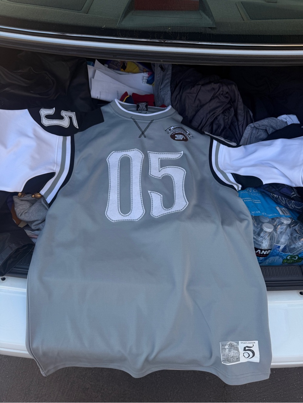 Men's Gray and White Athletic Jersey Shirt with Number 05